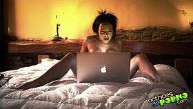 a latina beauty teases on live webcam with sultry moves and playful glances