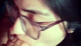 glasses slut delivers excellent homemade blowjobs