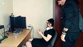 Petite babe couldn't pay rent so landlord gropes tight pussy