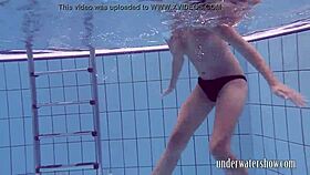 lucy teases by slipping off bikini underwater in pool bath