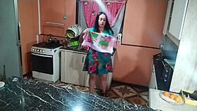 damn my horny wife bends over kitchen counter begging...