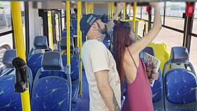 old man gropes bent over student doggystyle on public bus
