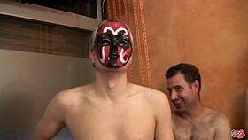 two spanish babes deepthroat blowbang swallowing massive bukkake loads