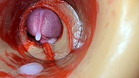 huge cock blasts deep creampie captured by internal pussy cam