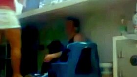 while i'm working, hot latina sneaks in for deepthroat swallow