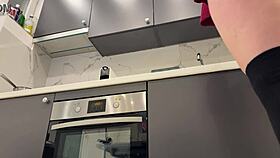 brunette babe flashes panties in mini skirt