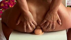 ketria rides anal on chair shaking huge oiled ass fucking deep slutty style