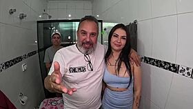 pamela urach ends argument in steamy shower bath with brazilian pussy play