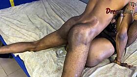 Ebony oiled ass bent over big cock doggystyle homemade