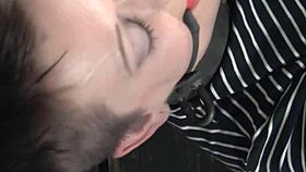 Ever wonder how a restrained sub gags on deepthroat while getting spanked and choked hard?