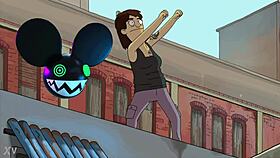 the dancing character from bobs burgers movie lit by deadmau5 lightwave