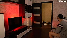 russian femdom mistress forces hubby to lick while girlfriend pegs him hard