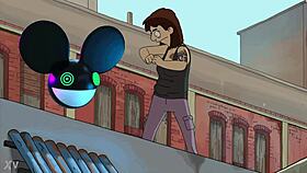 the dancing character from bobs burgers movie lit by deadmau5 lightwave