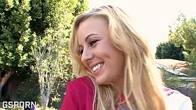 blonde cheerleader teen tight pussy pounded hard in steamy threesome fuck