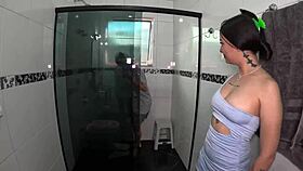 pamela urach ends argument in steamy shower bath with brazilian pussy play