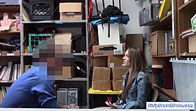 petite brunette shoplifter stripped and fucked hard by security in office reality
