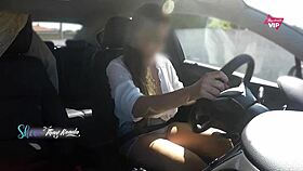 hot wife thay ksada flashes tits in car for stranger groping with subs