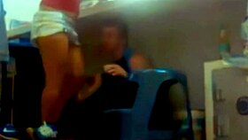 while i'm working, hot latina sneaks in for deepthroat swallow