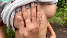 hot indian babe moans loud fucking boyfriend deep in jungle morning outdoors