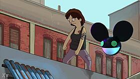 the dancing character from bobs burgers movie lit by deadmau5 lightwave
