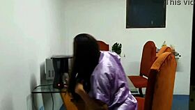 waking up thrilled in kitchen as athletic latina milf flashes big tits and pussy joyfully