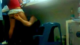 while i'm working, hot latina sneaks in for deepthroat swallow