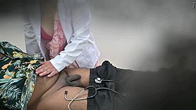 Doctor lady enjoys playful checkup with her patient