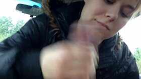 Watch this sexy cute blonde suck and swallow big cock deep!