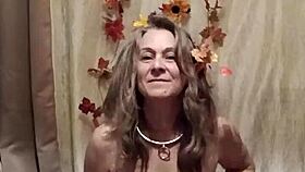 hey slave celebrate autumn with your master flashing those natural tits in homemade pov