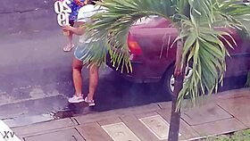 look at my sexy neighbor rocking those tight shorts damn!