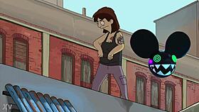 the dancing character from bobs burgers movie lit by deadmau5 lightwave