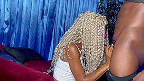 big black guy catches skinny waitress teasing his monster cock ride