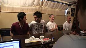 Japanese cutie impales shaved pussy on huge cock then rides to creampie bliss