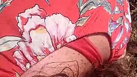 Amateur Chubby Wife Blows Hubby Then Takes Doggy Cumshot in Bushy Outdoor Fuck