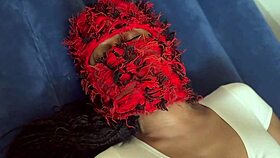 ebony babe squirts hard through shorts using vibrator in full solo video