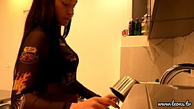 brunette babe flashes panties in mini skirt