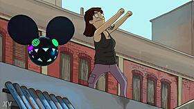 the dancing character from bobs burgers movie lit by deadmau5 lightwave