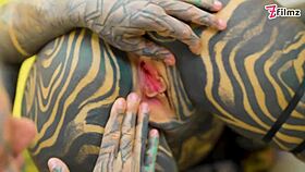 Alt tattooed lesbians punk goth hippie spit tongue dildo fuck pierced nipples