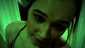 pov view of intense encounter with eager young woman riding hard