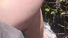 Amateur Chubby Wife Blows Hubby Then Takes Doggy Cumshot in Bushy Outdoor Fuck