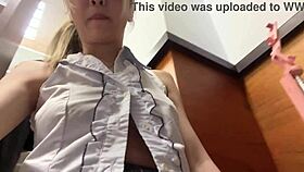 Check out Asian bookworm masturbating next to library reader!