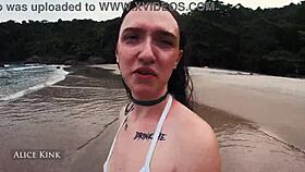 alice kink strips her tiny bikini at crowded beach for all to see