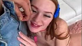 redhead slut harley love gets her face fucked sloppy by bryan gozzling's cock