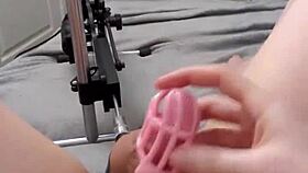newbie submissive slut tries fucking machine for first time