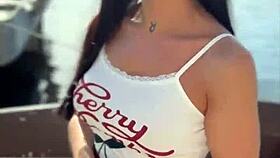 Brunette Cara Mella teases with her juicy German pussy skills