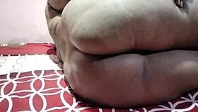 Working from home she squeezes her huge natural tits