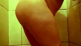 Watch this chubby latina's big ass pussy tease in steamy bath