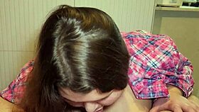 Oh wow, this BBW with huge natural tits sucks cock so good and swallows every drop of cum