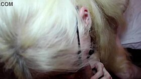 Skinny old blonde euro slut moans through deep orgasmic blowjob session