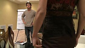 Brunette milf teacher slut fucks her eager student hard